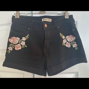 Encore denim embroidered shorts